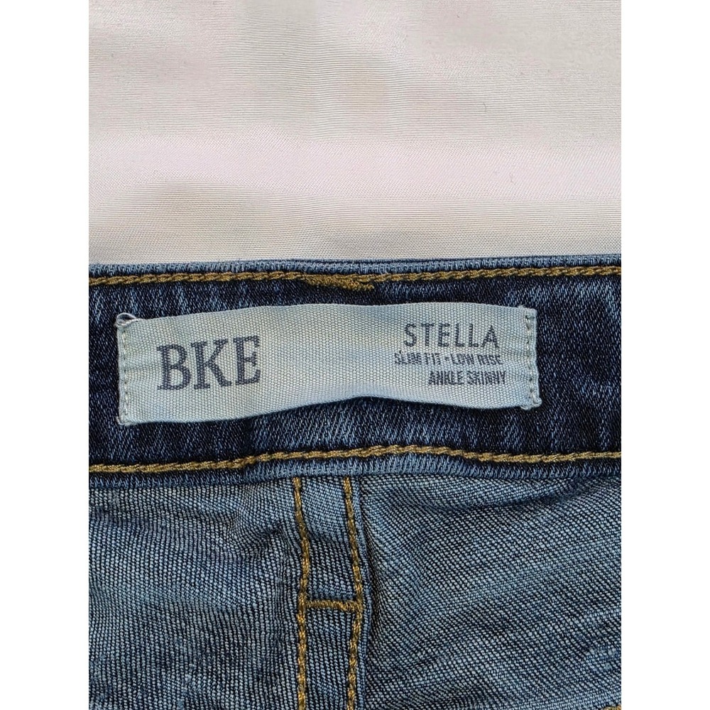 BKE Stella Low Rise Ankle Skinny Jeans Medium Wash Distressed Hem 31 - Picture 11 of 14